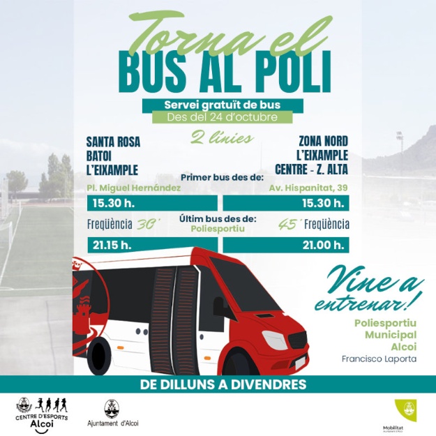 Cartel explicativo horarios Bus al Polideportivo