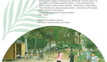 Cartel de presentación del acto participativo de AlcoiBioUp! que se celebrará el miércoles, 11 de diciembre de 2024 en Àgora Oberta
