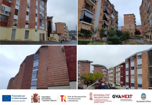 Barrios Font Dolça y Sagrado Corazón, con los logotipos del programa que los rehabilitará