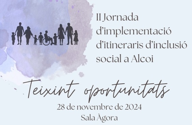 Cartell de la II Jornada d'Implementació d'Itineraris d'Inclusió Social a Alcoi, Teixint oportunitats
