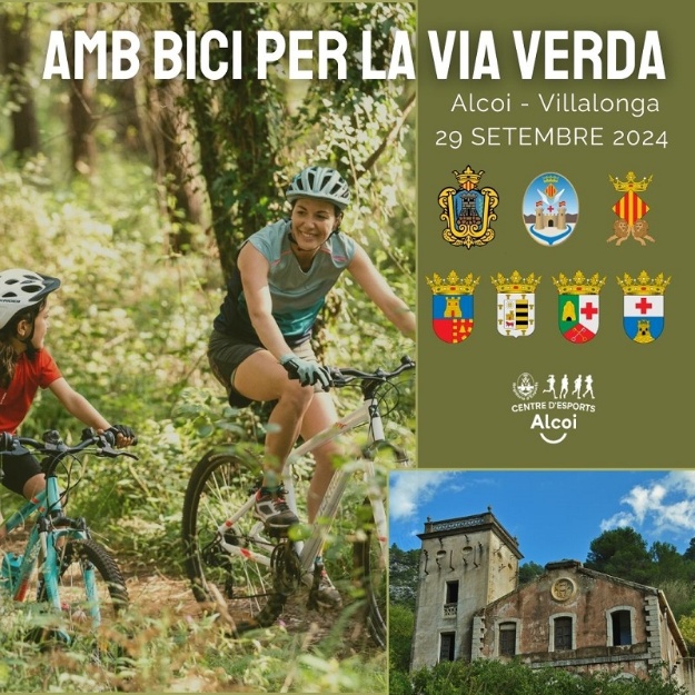 Cartel en bici por la vía verde 2024