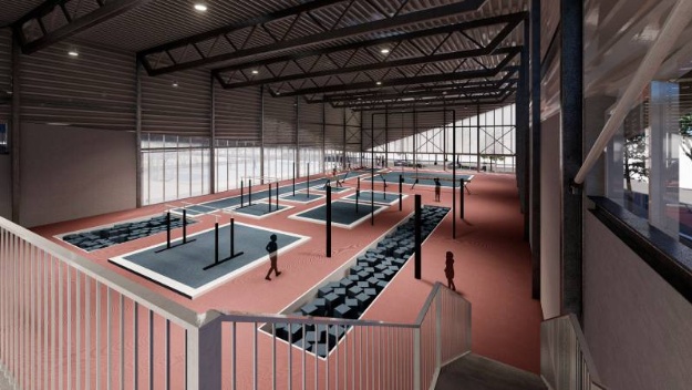 Recreación del pabellón de gimnasia