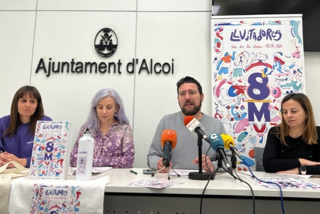Participantes en la rueda de prensa sobre los actos del 8 de Marzo