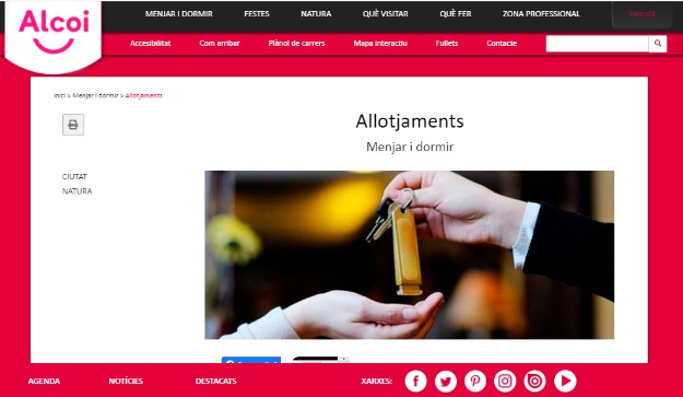 Captura de pantalla de la web de Turismo Alcoy