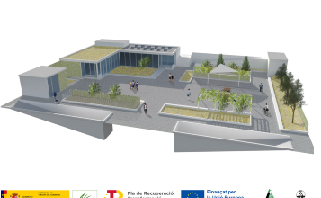 Recreació virtual de les solucions basades en la natura que s'aplicaran en la plaça d'Enric Valor