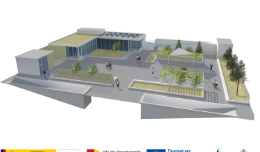 Recreació virtual de les solucions basades en la natura que s'aplicaran en la plaça d'Enric Valor