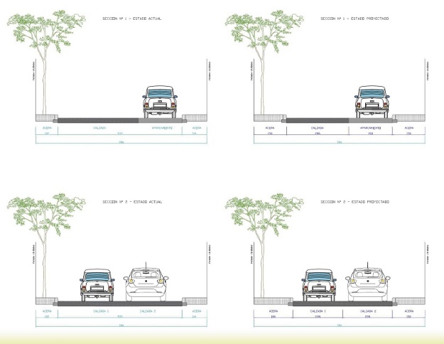 Plànol amb l'estat actual i l'estat projectat del carrer Mestre Espí