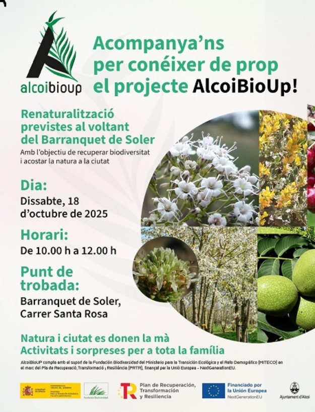 Cartell Jornada oberta projecte AlcoiBioUp en el Barranquet de Soler