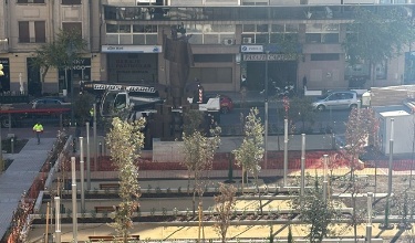 Escultura de Sant Jordi, ja situada en la part inferior de La Rosaleda