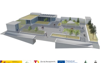 Recreació virtual de les solucions basades en la natura que s'aplicaran en la plaça d'Enric Valor