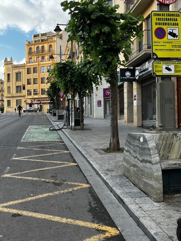 Zona de càrrega i descàrrega amb control de càmeres en el centre
