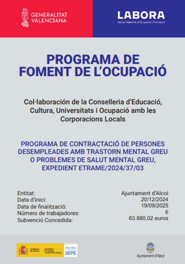 Cartell 'LABORA: Programa de foment de l'ocupació'