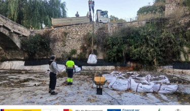 Trabajos de limpieza del estanque de Buidaoli