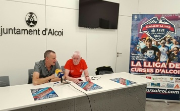 Alberto Belda i el president del Club Atletisme Alcoi en Roda de Premsa