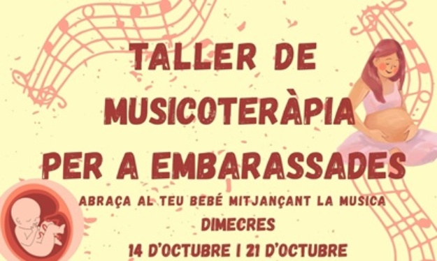 Cartell taller musicoterapia per a embarassades