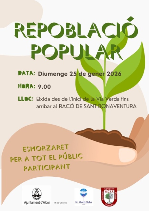 Cartel anunciador de la repoblación popular del día 25 de enero