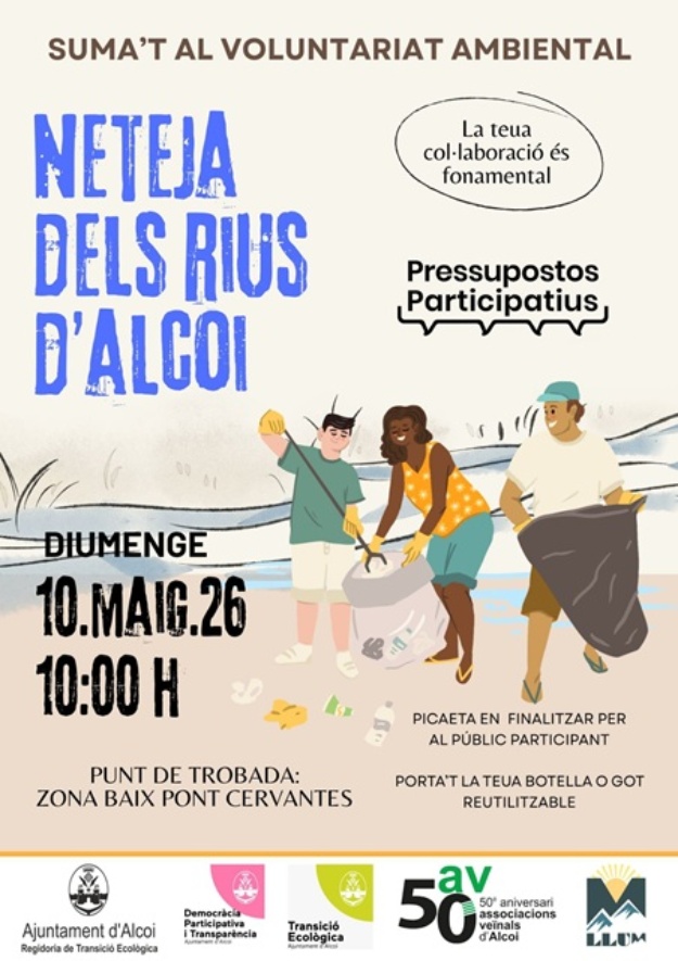 Cartel de la jornada de limpieza en el río