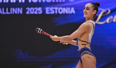 Daniela Picó en una competició de gimnàstica rítmica
