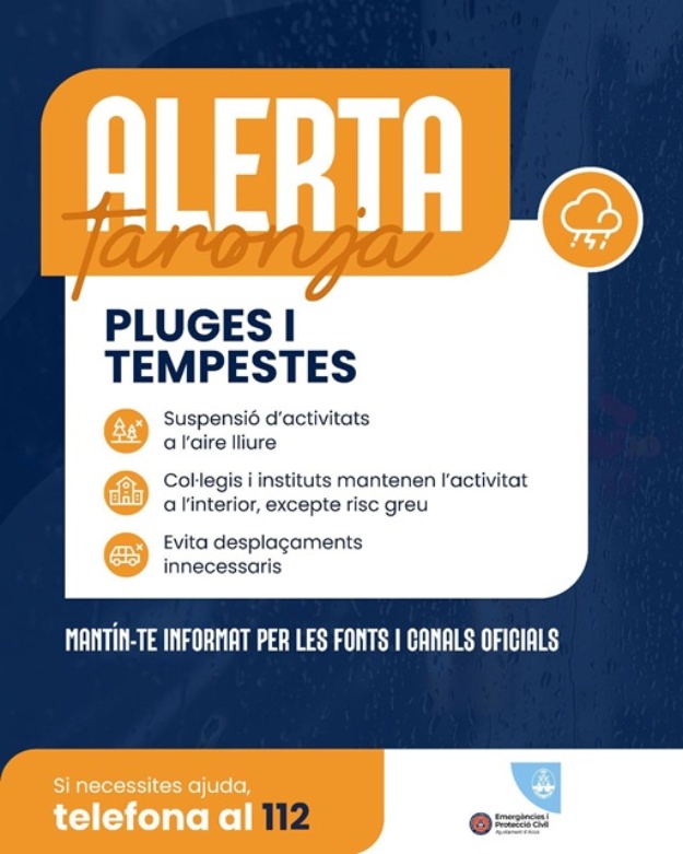 Imatge amb la informació ressumida de la notícia d'Alerta Taronja