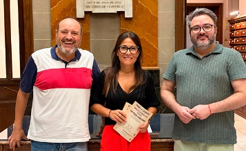 Javier Pérez, Lorena Zamorano i Raúl Roldán a l'Ajuntament d'Alcoi