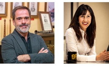 Jose del Valle director de l'himne i Lola Llopis autora del cartell de festes