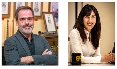 Jose del Valle director de l'himne i Lola Llopis autora del cartell de festes