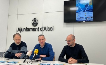 Julián Camarasa, Alberto Belda i Javier Pereda en roda de premsa
