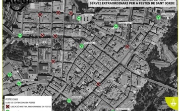 Plànol amb la ubicació dels contenidors en festes