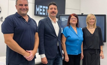 Àlex Cerradelo, Elisa Guillem, Lucía Pascual i Alfonso Díaz en la presentació en Metal Madrid