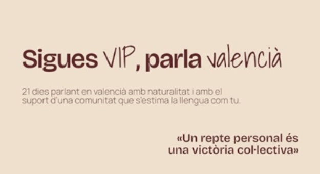 Cartell 'Sigues VIP, parla valencià'