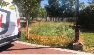 Zona del parque de Cervantes donde todavía se aprecia el vallado provisional